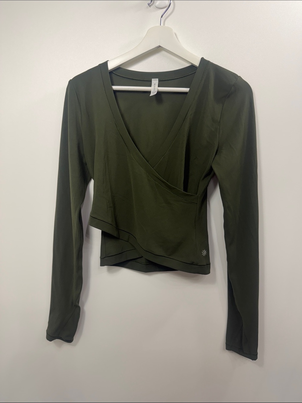 Athleta Green long sleeve athletic wrap top size small